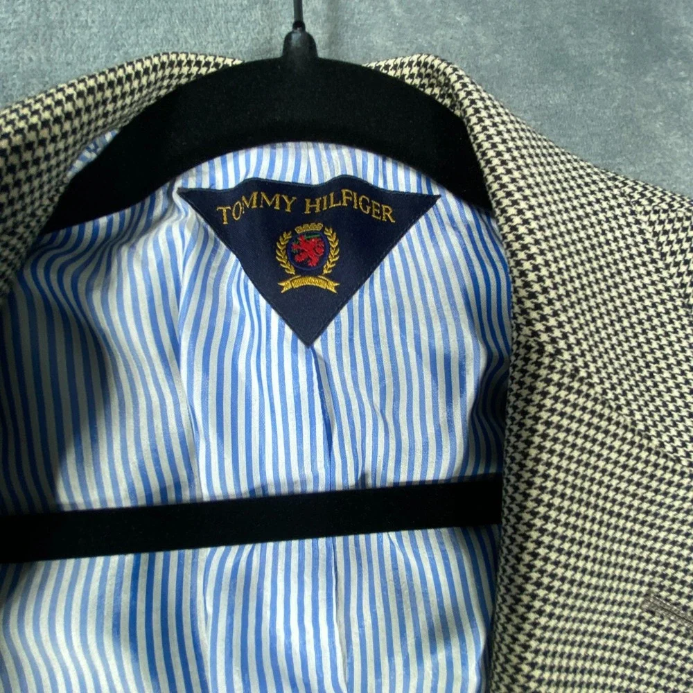 Vintage‎ Tommy Hilfiger Blazer Mens 38R Houndstooth Wool Sport Coat Jacket USA
